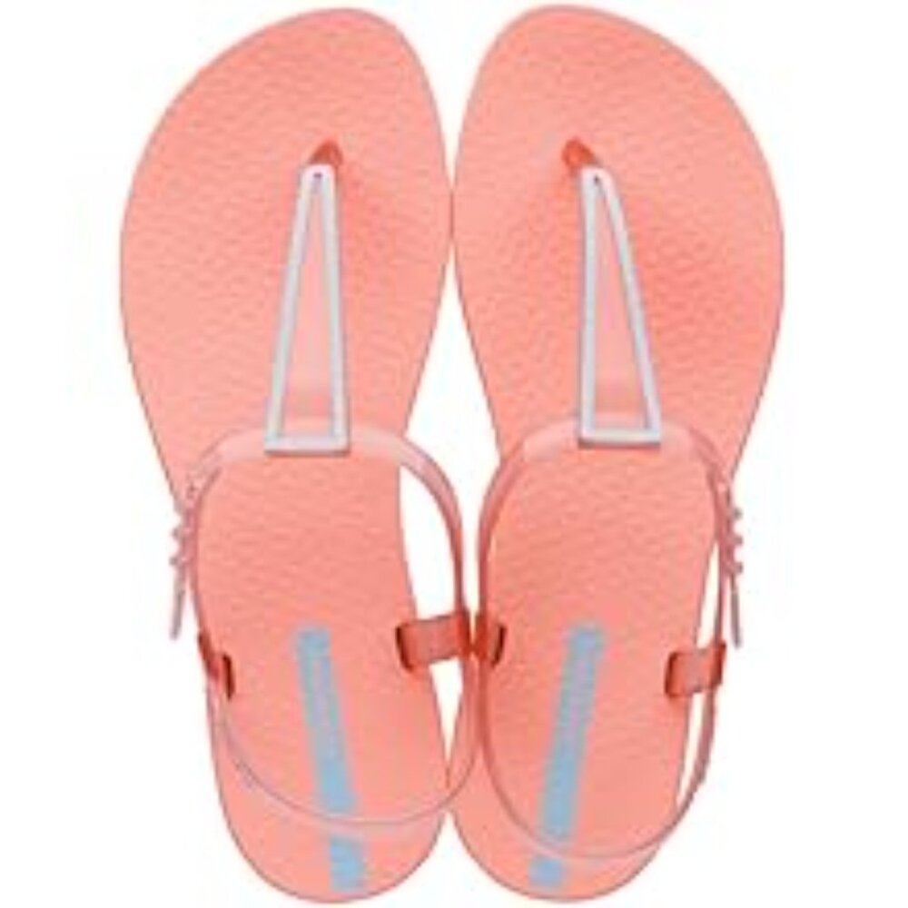 IPANEMA Stardust T-Strap Flat Sandals in Pink and Light Blue Size 6